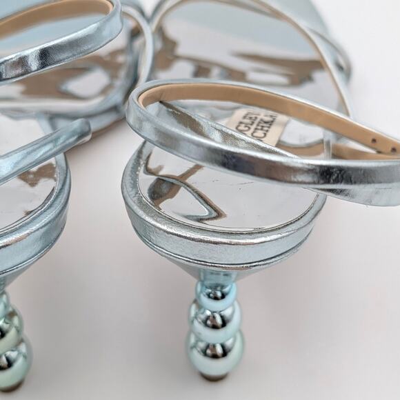 Badgley Mischka Ivette Pearl Heel Evening Sandals Women's Blue Size US6.5M EU37 - Picture 11 of 11